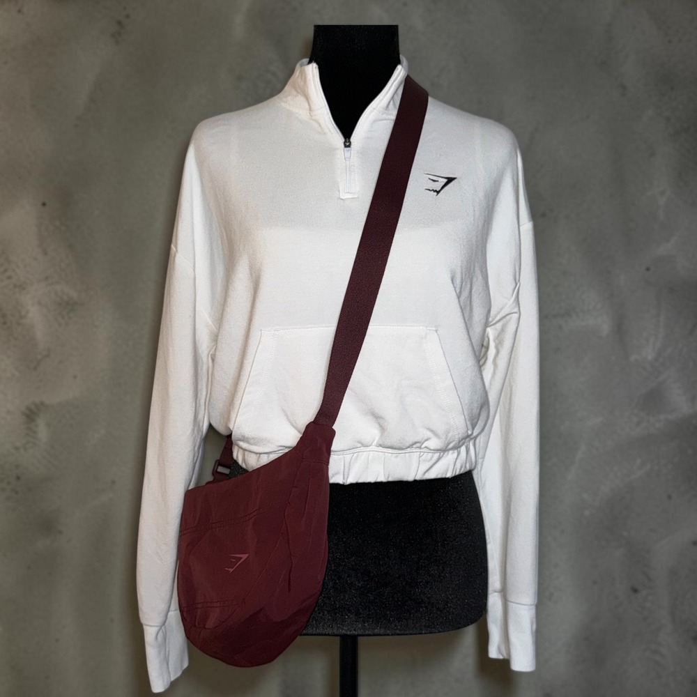 Gymshark Womens Training Cropped 1/4 Zip Pullover White B2A4S Medium